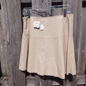 Club Monaco taupe Leather Skirt Size 6 NWT